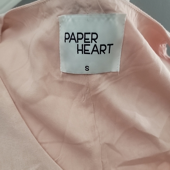 Paper Heart Anthropologie Mini Dress Size Small Pink Linen Blend Zip Preppy - Picture 6 of 6